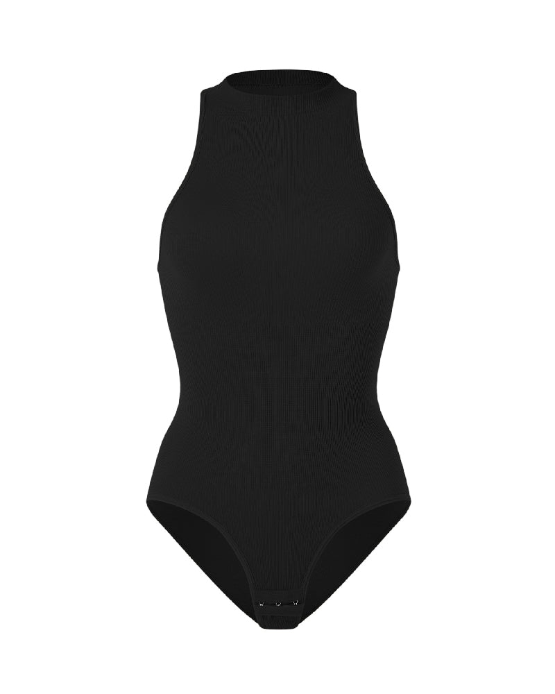 Damen Einteiler Hochkragen Sexy Gerippt Racerback Shapewear Bodysuit