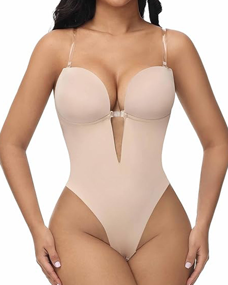 Shapshe® Plunge Rückenfreier Bodysuit Nahtloser BH Tanga Shapewear