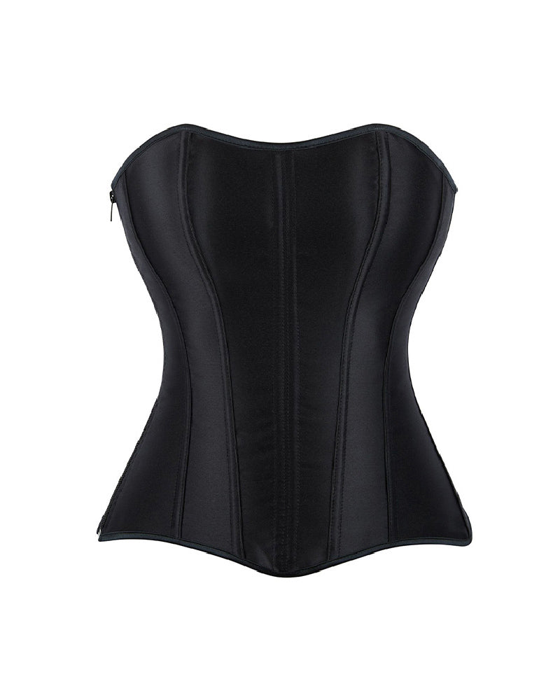 Shapshe® Satin Schnürung Stäbchen Korsett Überbrust Reißverschluss Taillentrainer