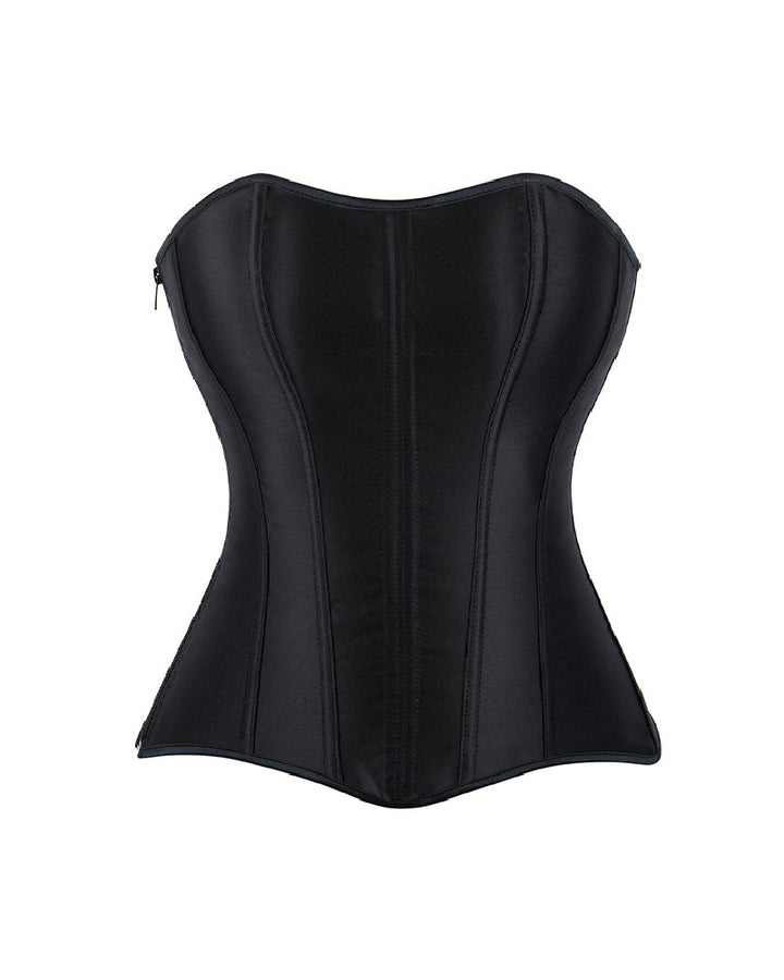 Shapshe® Satin Schnürung Stäbchen Korsett Überbrust Reißverschluss Taillentrainer