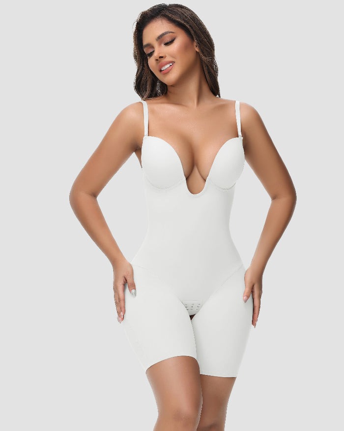 Shapshe® Damen U Plunge Bodysuit Bauchkontrolle mit Integriertem BH