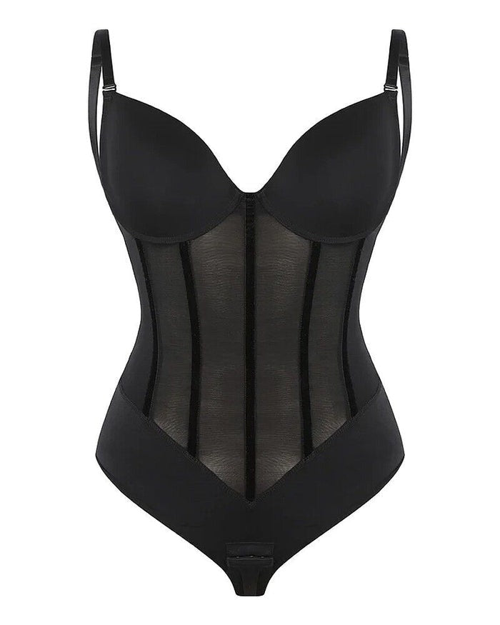 Shapshe® Damen Bauchweg Tanga Mesh Korsett Bodysuit Rückenfrei