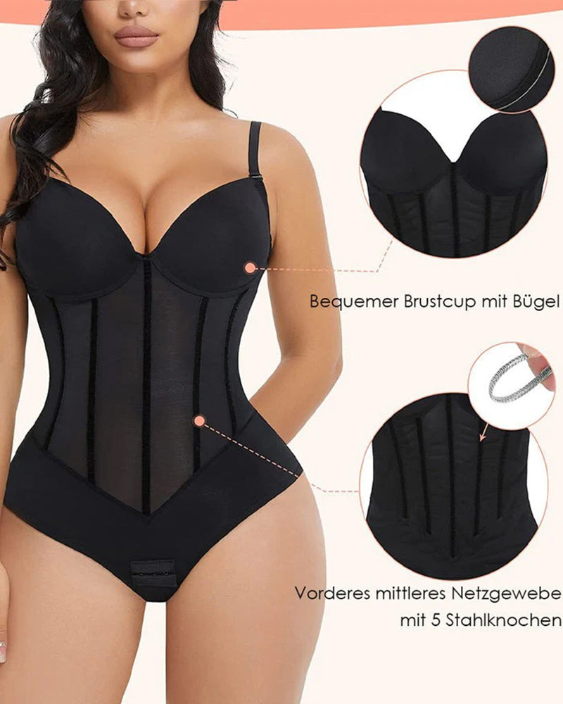 Shapshe® Damen Bauchweg Tanga Mesh Korsett Bodysuit Rückenfrei
