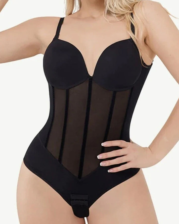 Shapshe® Damen Bauchweg Tanga Mesh Korsett Bodysuit Rückenfrei