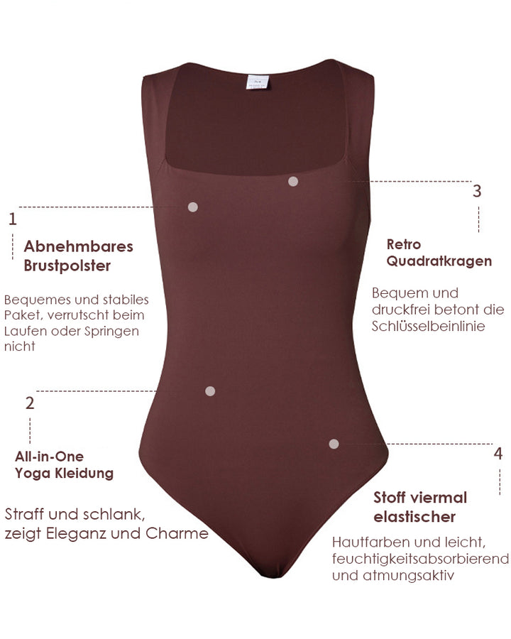 Damen Quadratischer Ausschnitt Tanga Bodysuit Ärmellos Shapewear