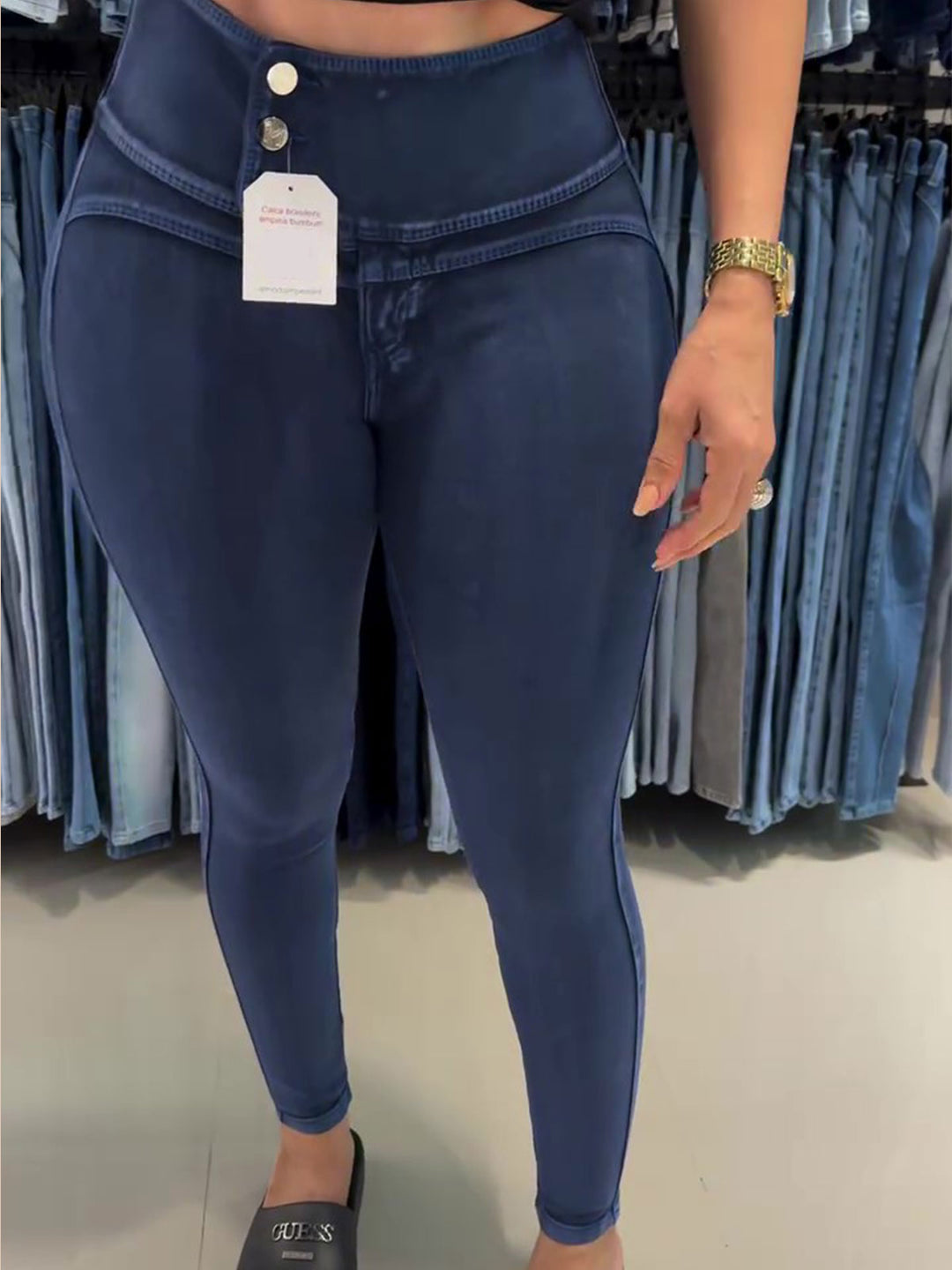 Shapshe® Hochtaillierte Kolumbianische Jeans mit Knöpfen und Hüftlifting