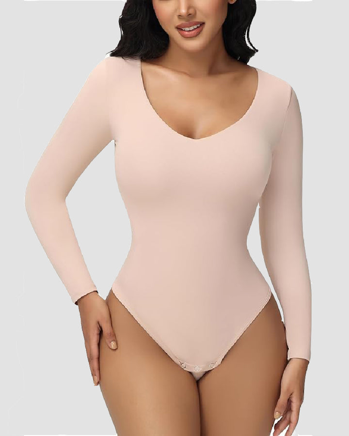 Shapshe® Damen Nahtlos V Ausschnitt Bauchweg Body Shapewear