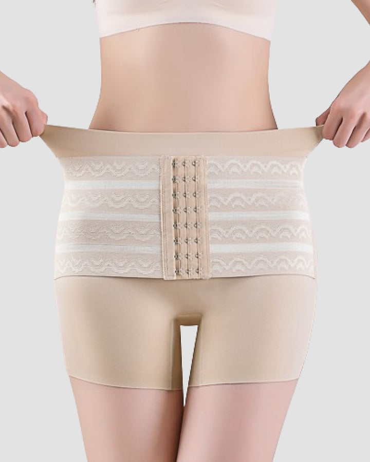 Mittelhoher Po Lifter Shapewear Shorts mit Hakengürtel