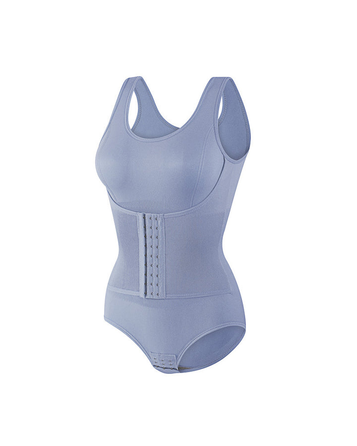 2 In 1 Nahtloser Doppelter Bauchweg Bodysuit mit U Ausschnitt Tanktop