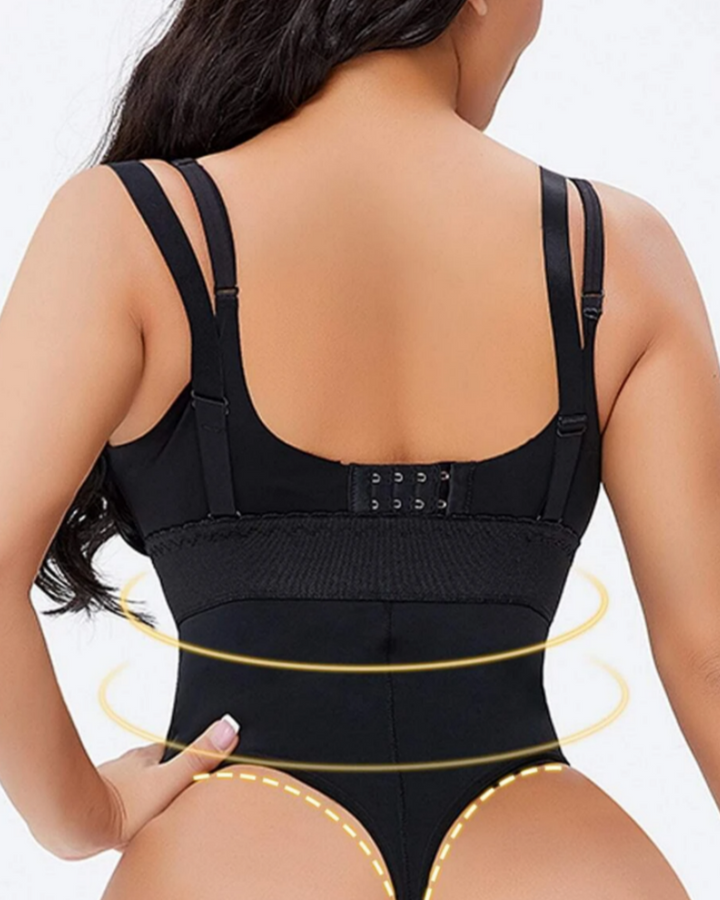 Sexy Spitzen Shapewear Bodys für Frauen Bauchkontrolle Offene Brust mit Trägern