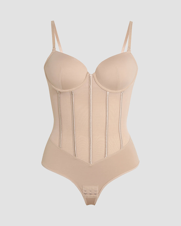 Shapshe® Damen Bauchweg Tanga Mesh Korsett Bodysuit Rückenfrei