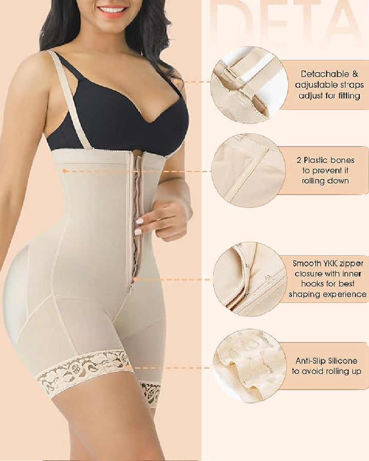Damen Hohe Kompression Bauchweg Fajas Shapewear mit Reißverschluss