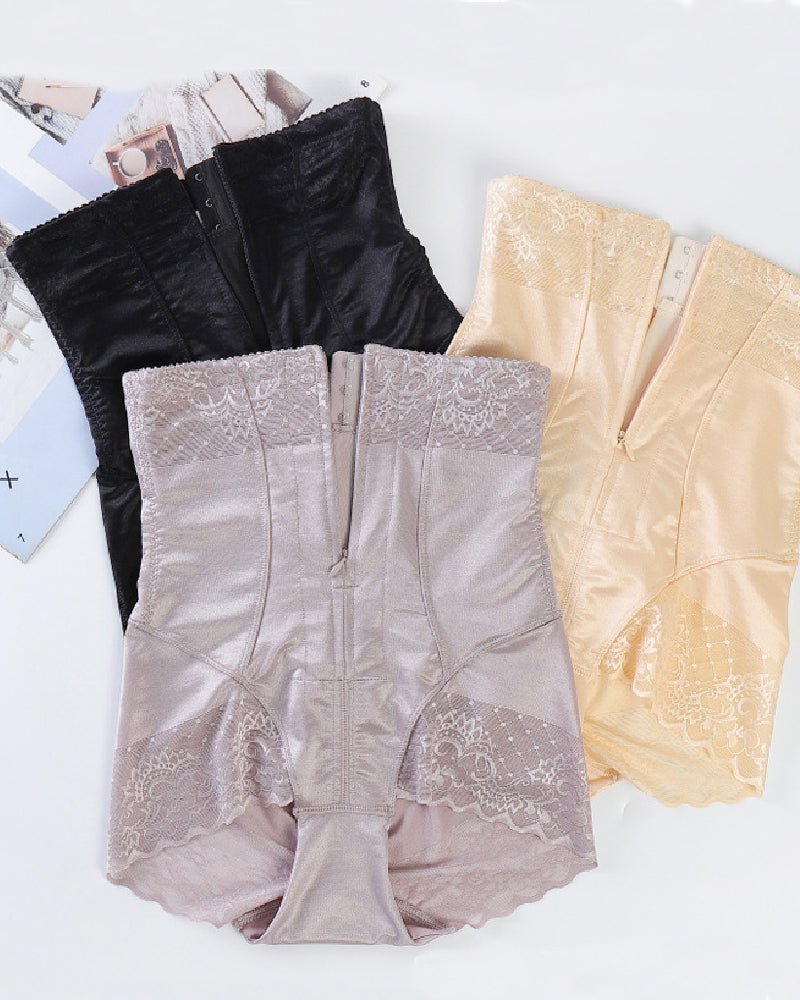 Hohe Taille Reißverschluss Mieder Shapewear Po-Lift Slip