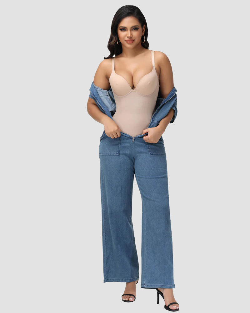 Shapshe® Brustwarzen BH Bauchkontrolle Shapwear Bodysuit für Damen