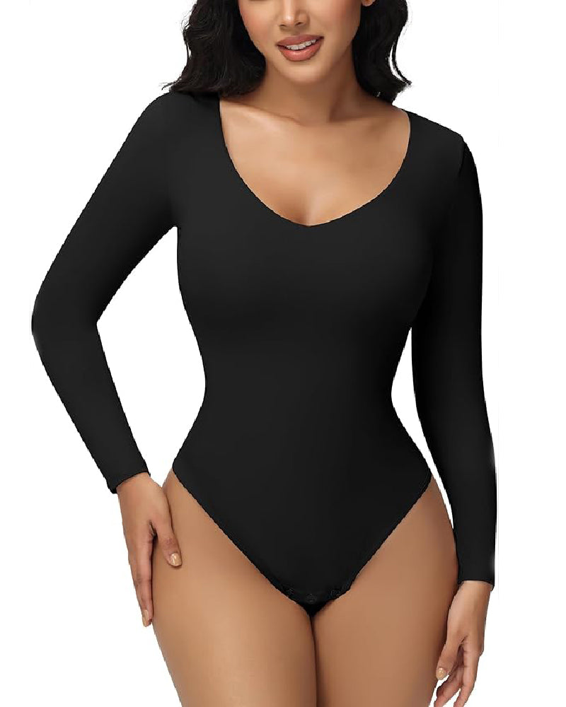 Shapshe® Damen Nahtlos V Ausschnitt Bauchweg Body Shapewear