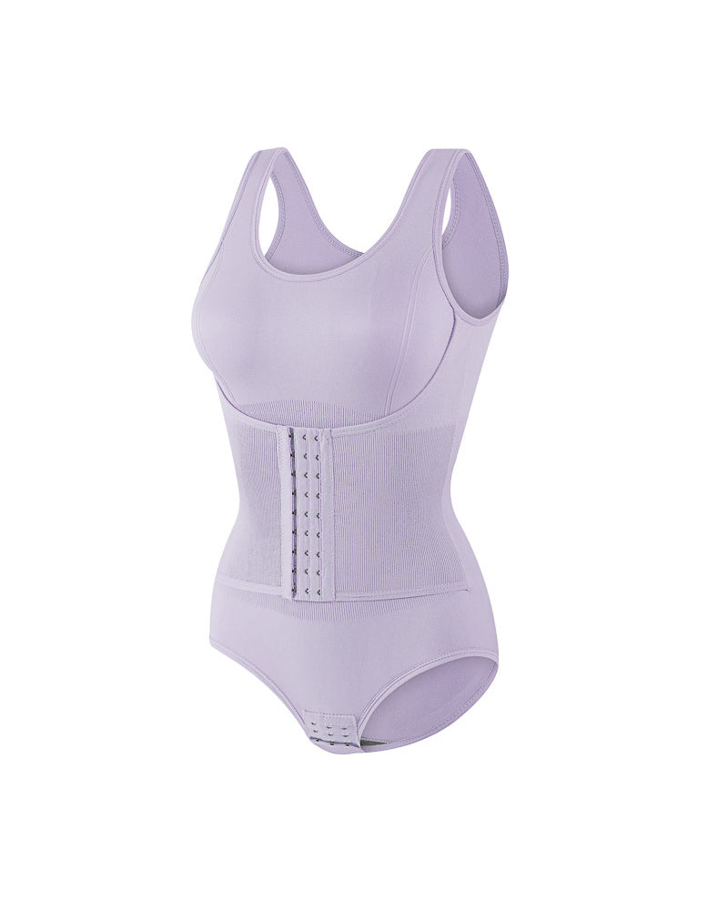 2 In 1 Nahtloser Doppelter Bauchweg Bodysuit mit U Ausschnitt Tanktop