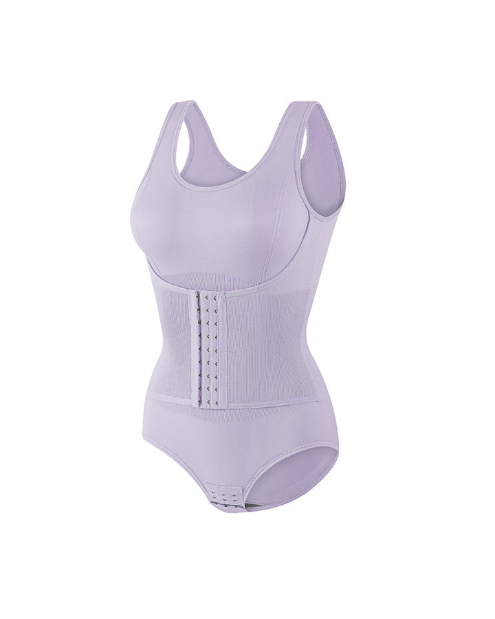 2 In 1 Nahtloser Doppelter Bauchweg Bodysuit mit U Ausschnitt Tanktop