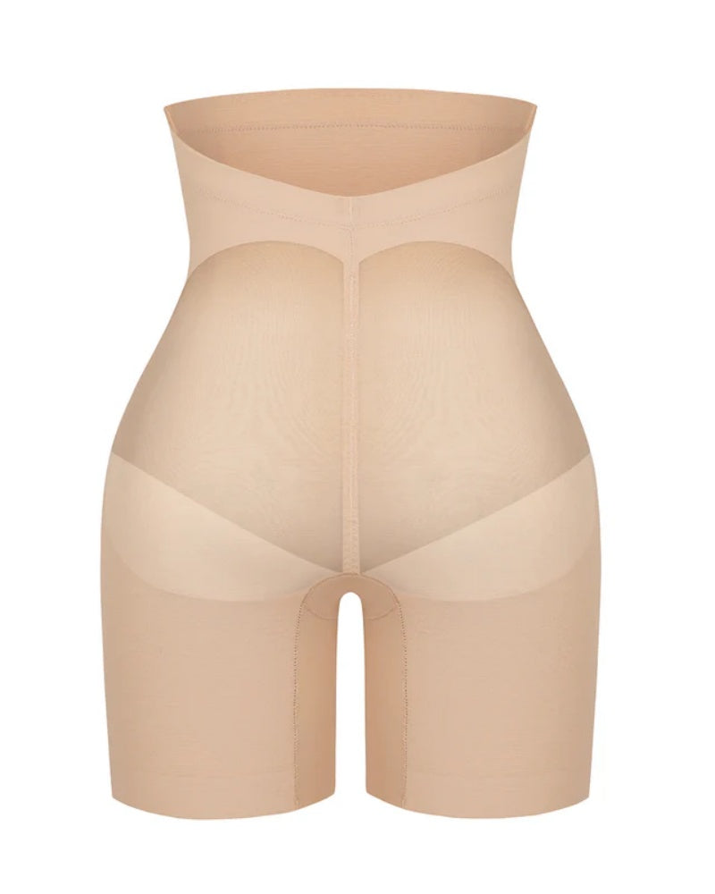 Damen Nahtlose Mesh Shapewear Shorts Hoher Taille Oberschenkelformer