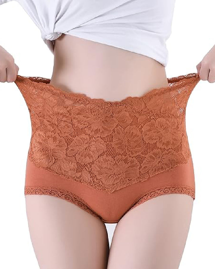 Damen V Förmige Hohe Taille Blumen Spitze Bauchweg Slip