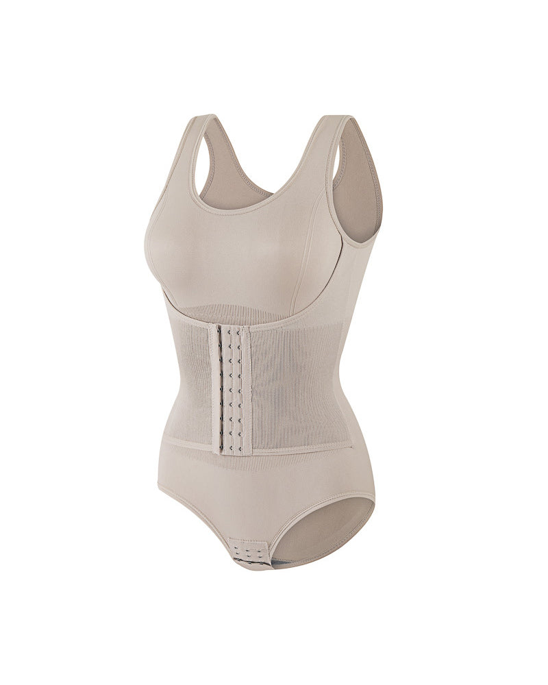 2 In 1 Nahtloser Doppelter Bauchweg Bodysuit mit U Ausschnitt Tanktop