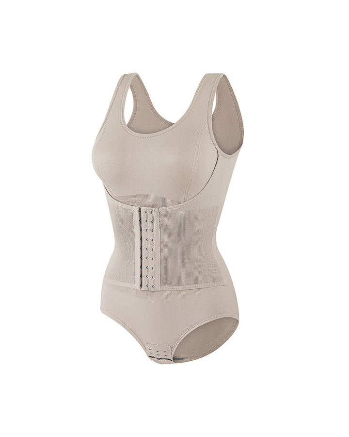 2 In 1 Nahtloser Doppelter Bauchweg Bodysuit mit U Ausschnitt Tanktop