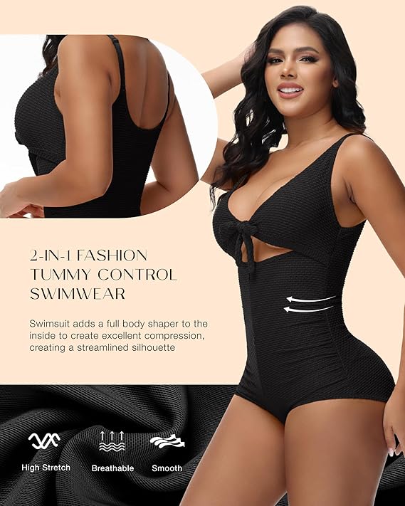 Shapshe® Cut-Out Knoten Vorne Bauchweg Shapewear Badeanzug