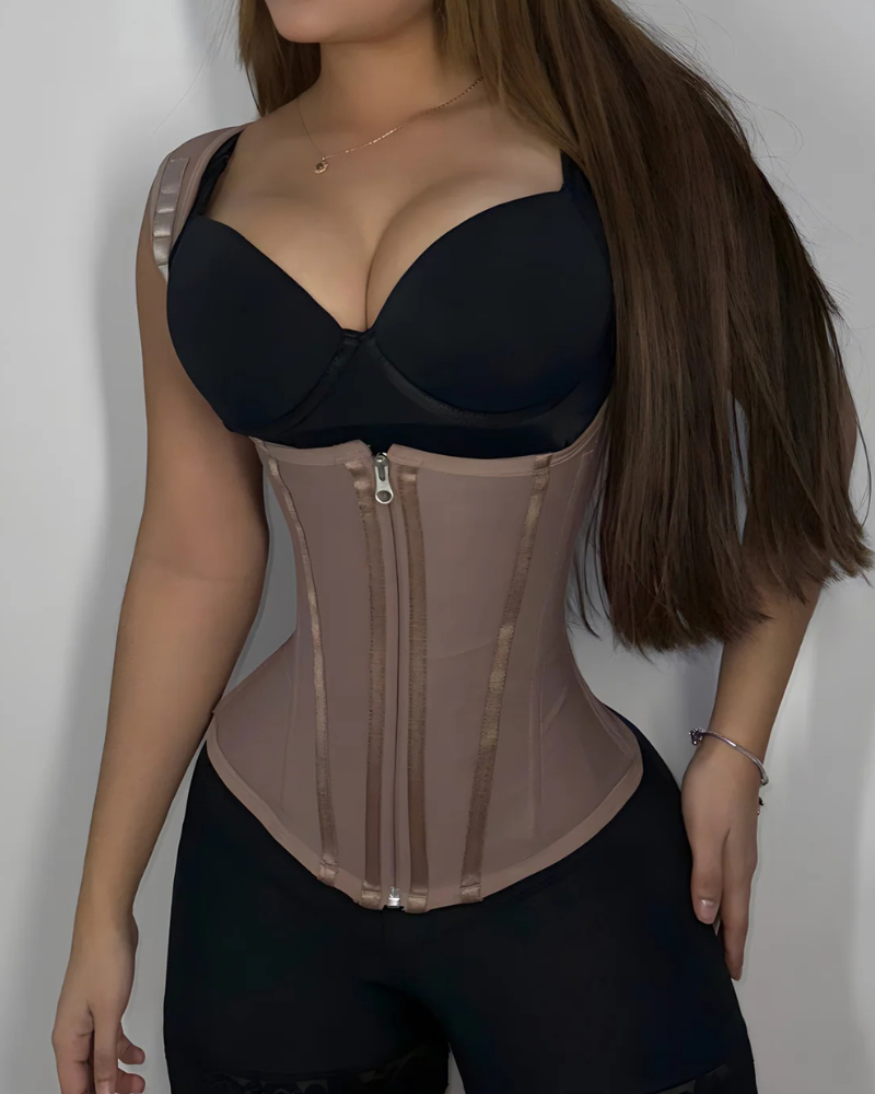 Shapshe® Sanduhr Korsett Reißverschluss Haken und Öse Doppelte Kompression Bauchweg Taillentrainer Waist Trainer