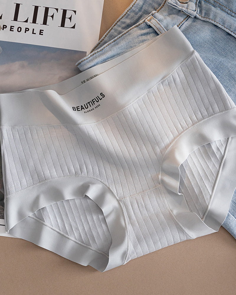 Damen Hoher Taille Einfarbig Baumwolle Antibakterielle Slips