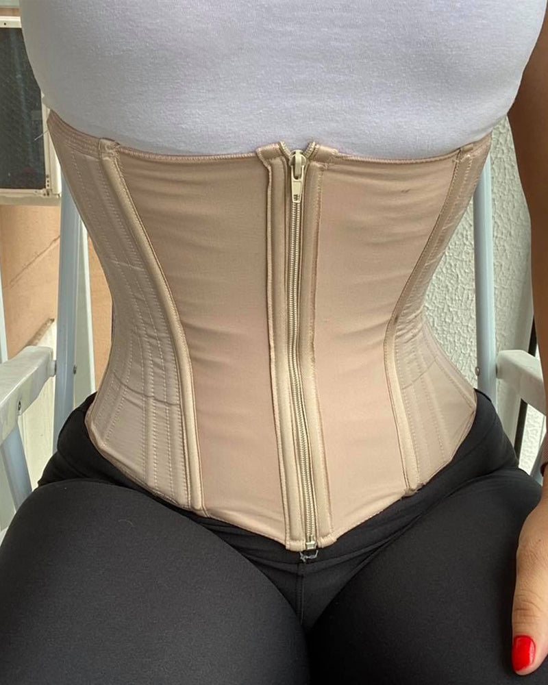 Shapshe® Doppelter Kompressions Taillentrainer mit verstellbarem Reißverschluss und Stahlknochen