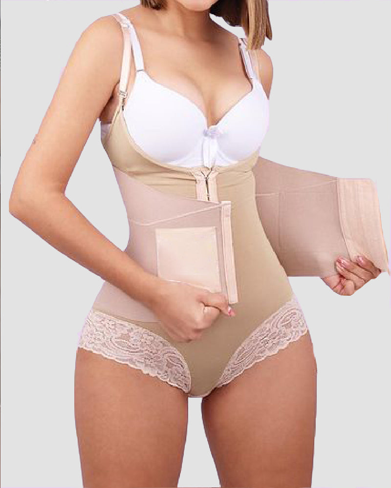 Shapshe® Spitze Bodysuit mit Dünnen Trägern und Doppeltem Bauchweg