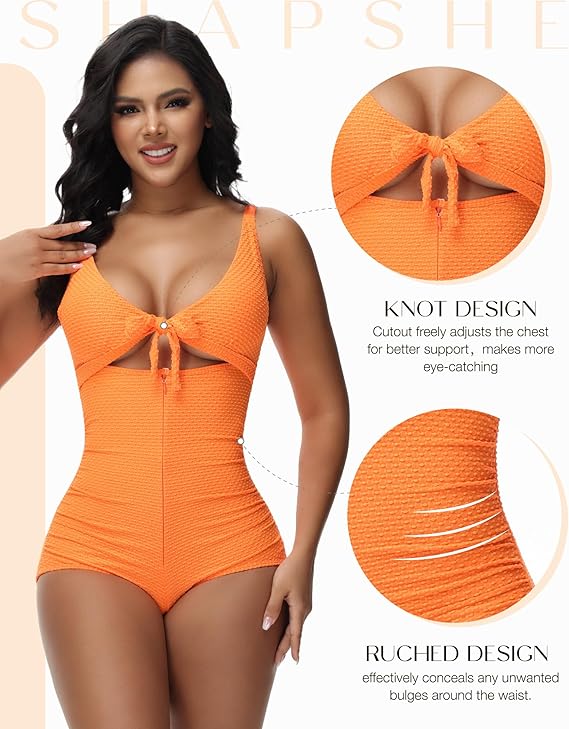 Shapshe® Cut-Out Knoten Vorne Bauchweg Shapewear Badeanzug