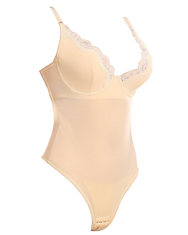 Damen Mesh Rückenfrei Body Spitzen Tanga Abendkleid Shapewear