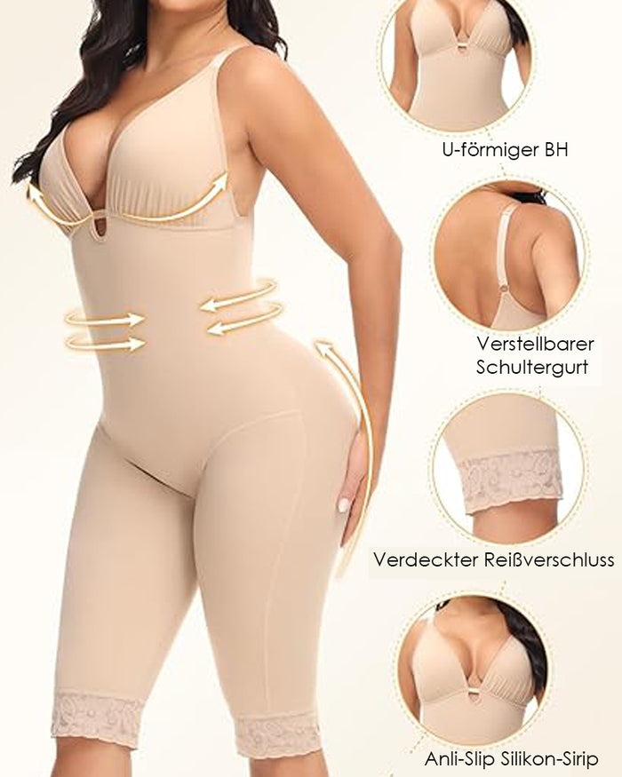 U Plunge Bauchweg Mittlerer Oberschenkel Bodysuit Nahtlose Fajas Shapewear
