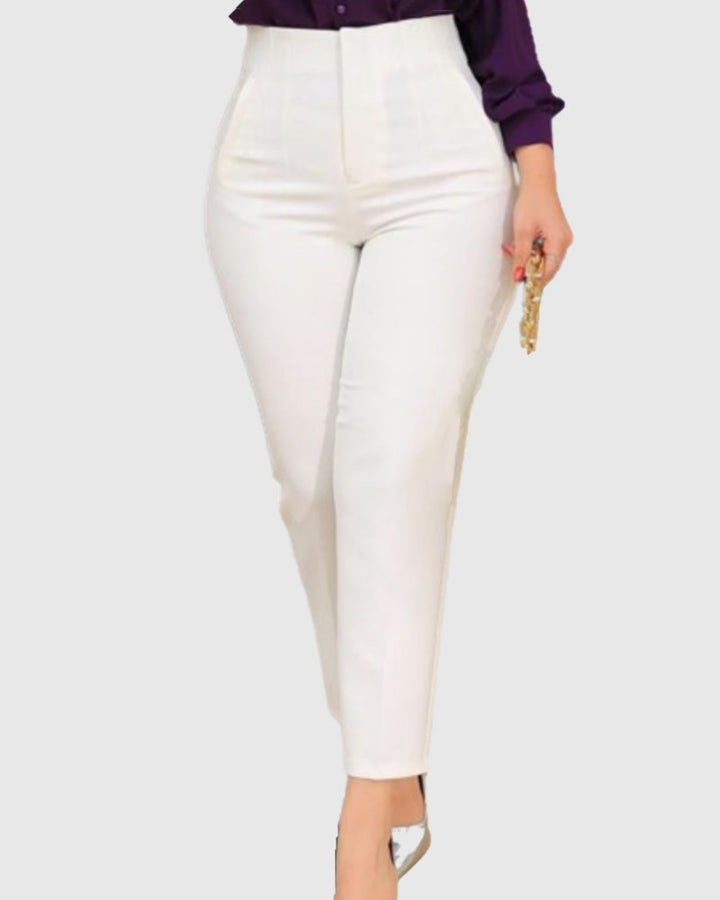 9 Punkt Hose mit Hoher Taille Seitentaschen und Bügelfalten