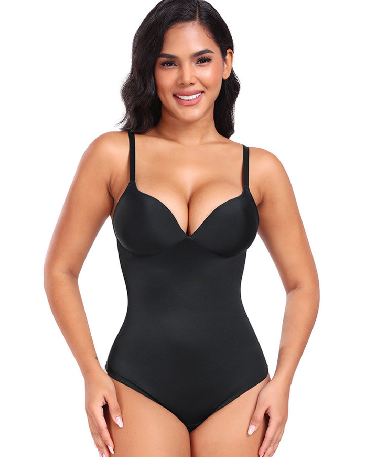 Shapshe® Damen Glatter Push-Up Bauchkontrolle Tanga Ärmelloser Body Shapewear