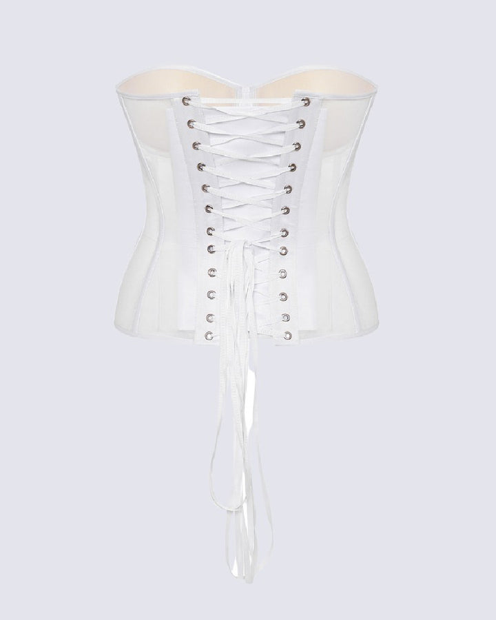 Damen Sexy Mesh Überbrust Korsett Vintage Durchsichtig Bustiers