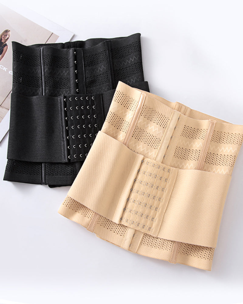 Hohl Atmungsaktiv Doppel Gürtel Taille Trainer Bauchweg Korsett