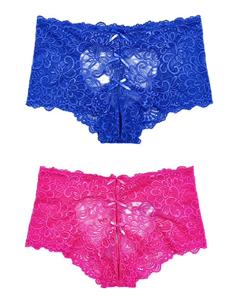 Sexy Herz Hollow Jacquard Slips Mittlere Taille Spitzen Lingerie