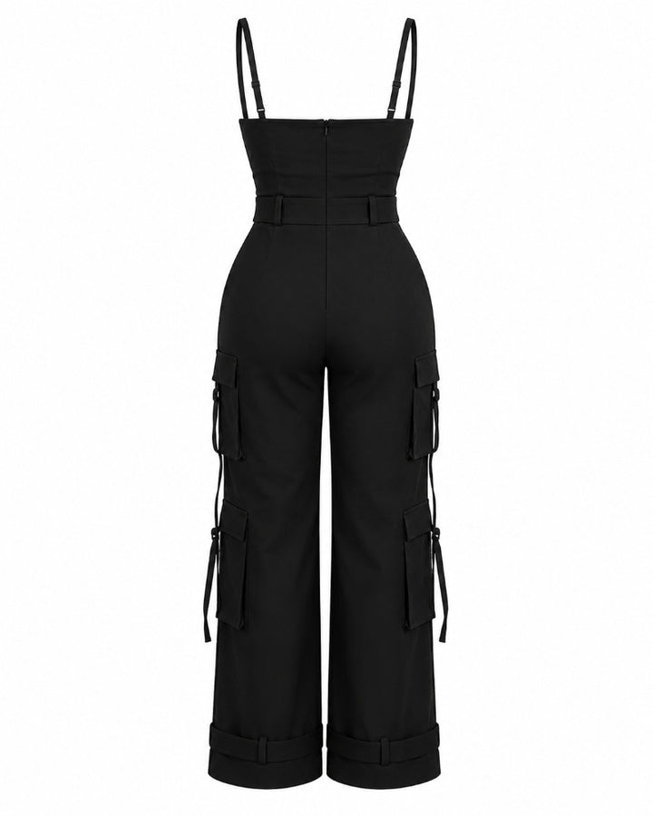 Weites Bein Overall mit Taschen für Damen Casual Curvy Baggy Cargo Einteiler
