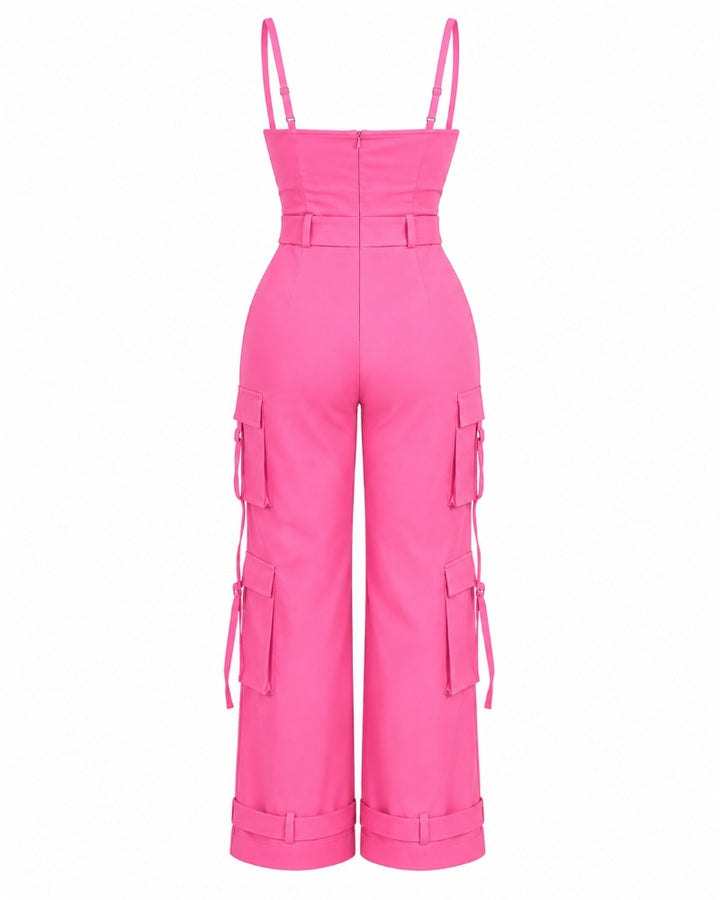 Weites Bein Overall mit Taschen für Damen Casual Curvy Baggy Cargo Einteiler