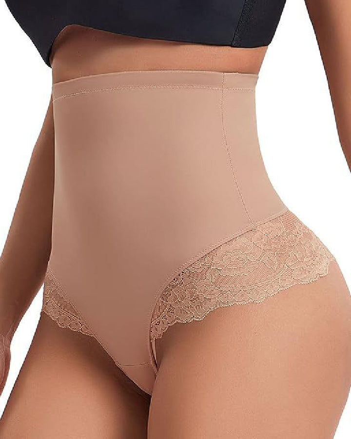 Nahtlose Spitze Bauchkontrolle Shapewear Hohe Taille Tanga Unterwäsche