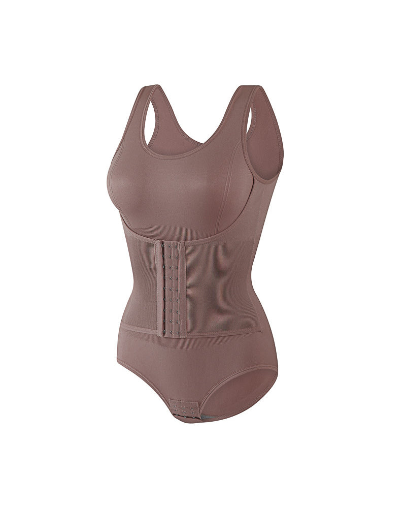 2 In 1 Nahtloser Doppelter Bauchweg Bodysuit mit U Ausschnitt Tanktop