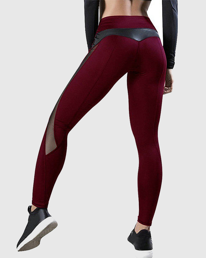 Hüfthebende Sport Yoga leggings mit Mesh Nähten