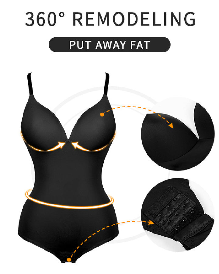 Shapshe® Damen Glatter Push-Up Bauchkontrolle Tanga Ärmelloser Body Shapewear