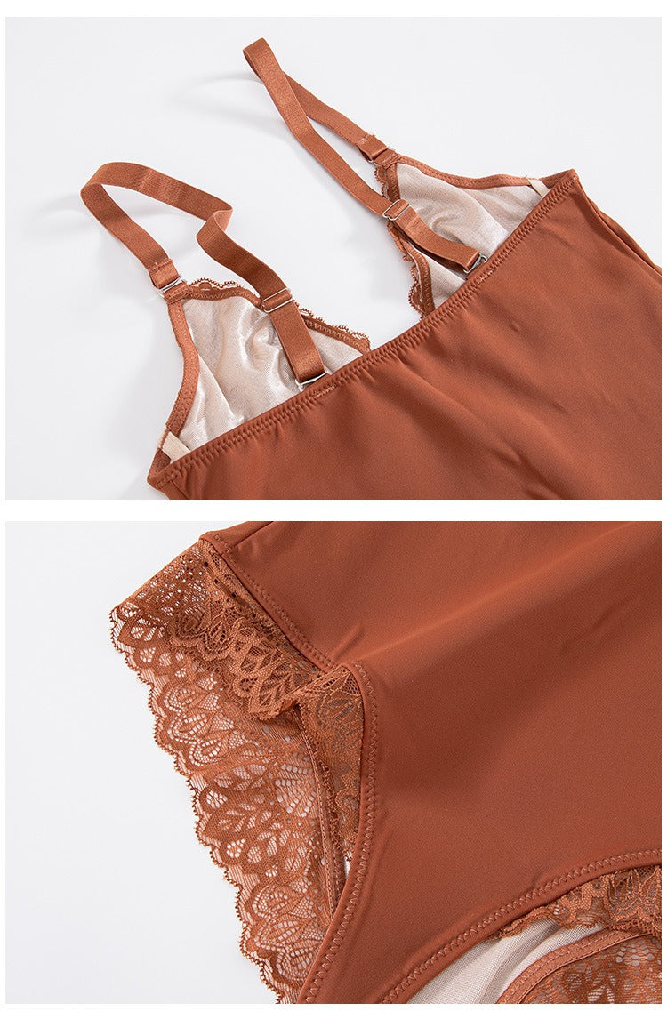 Sexy Spitzen Tanga Body mit V Ausschnitt Rückenfrei mit Bauchkontrolle