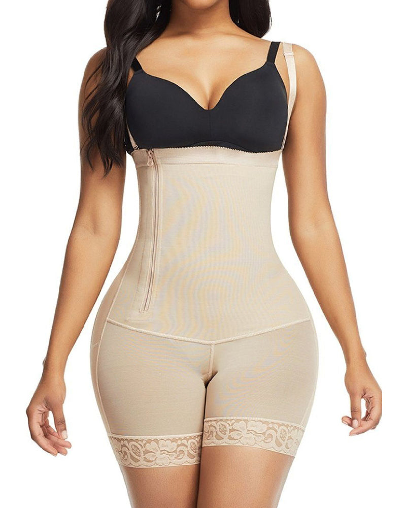 Abnehmbare Träger Reißverschluss Body Shaper Offene Brust Shapewear