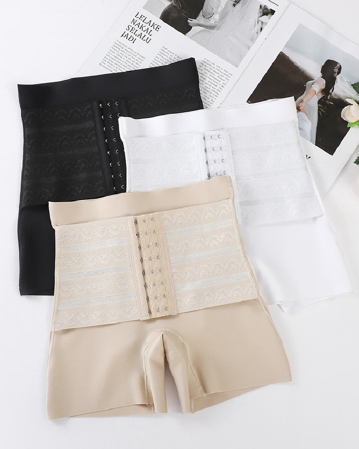Mittelhoher Po Lifter Shapewear Shorts mit Hakengürtel