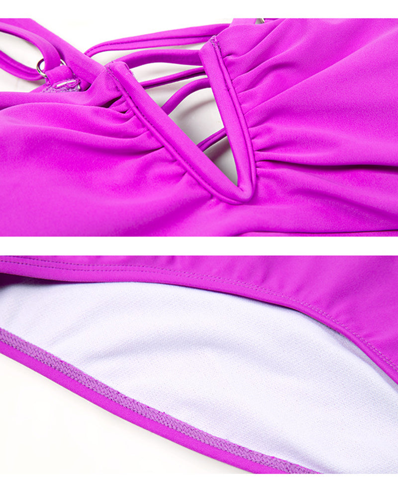 Shapshe® Neckholder Badeanzug mit V Ausschnitt und Rücken Schnürung