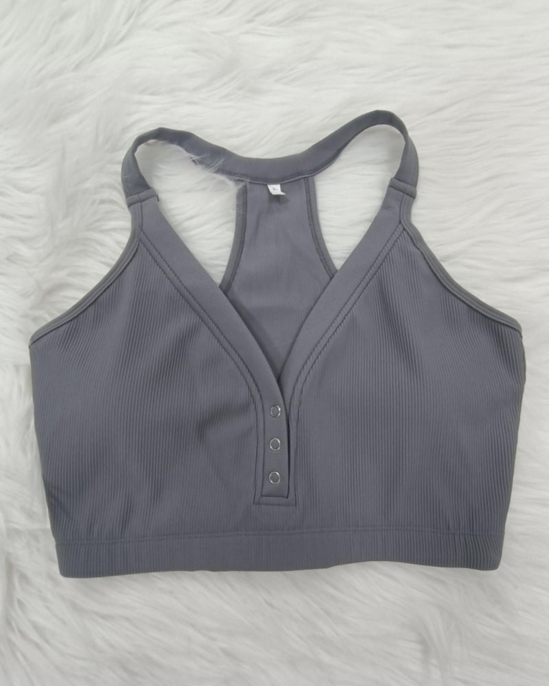 Neckholder BH mit V Ausschnitt und Atmungsaktivem Strick BH mit Knöpfen