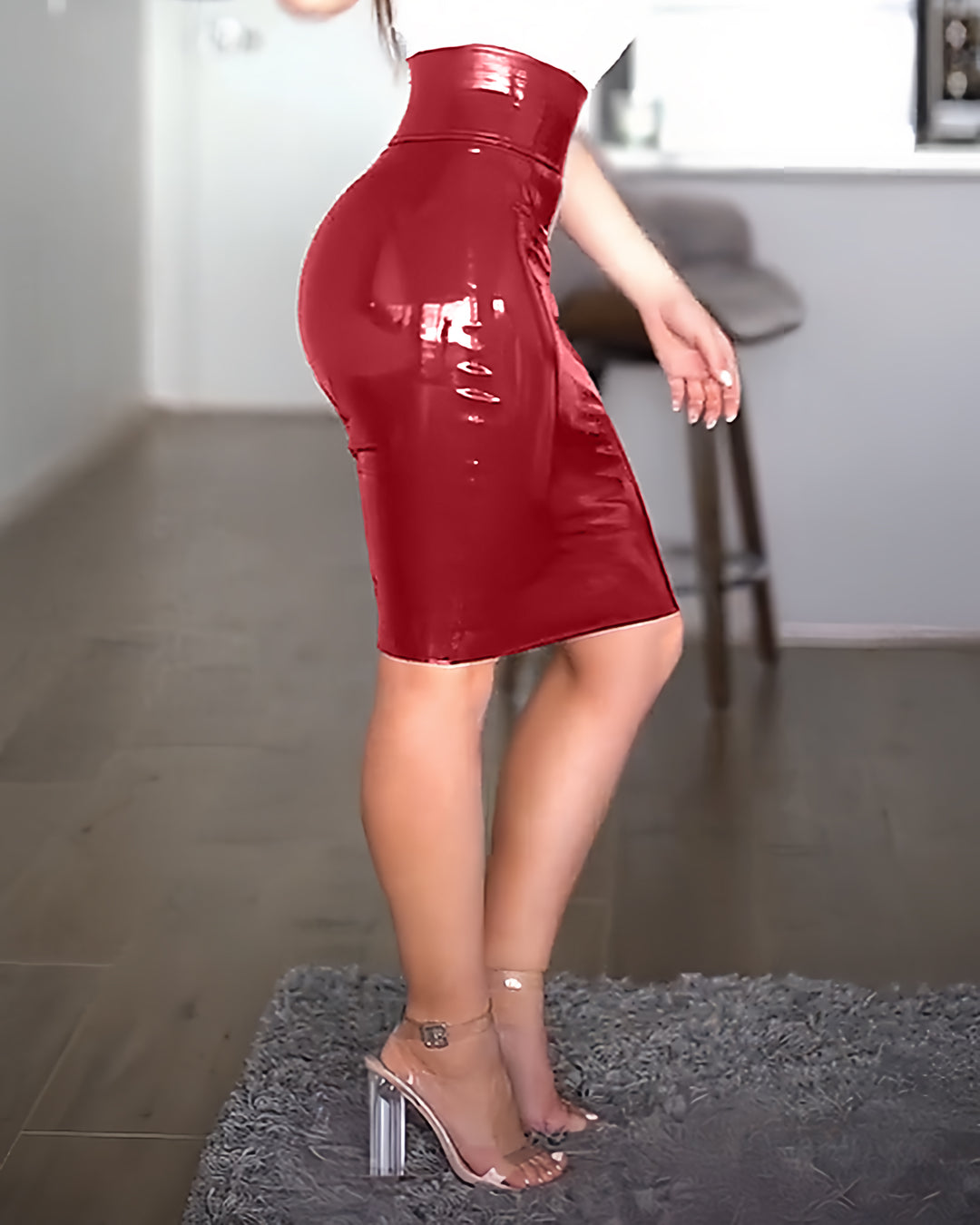 Shapshe® Sexy Lederrock mit Hoher Taille und Reißverschluss